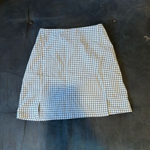 Brandy Melville blue plaid mini pencil skirt
